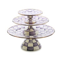 Violet Check Mini Pedestal Platter