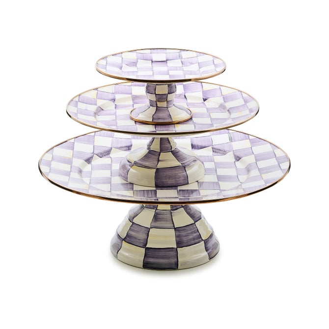 Violet Check Mini Pedestal Platter image number 2