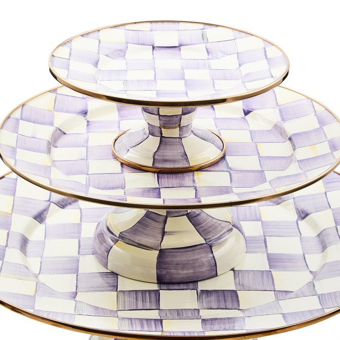 Violet Check Mini Pedestal Platter image number 3