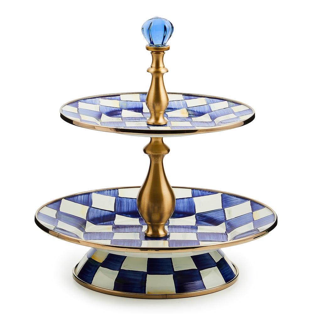 Enamel Sweet Stand - Royal Check, Two Tier mackenzie-childs Panama imagen 1