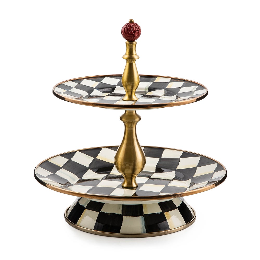 Enamel Sweet Stand - Courtly Check, Two Tier mackenzie-childs Panama imagen 1