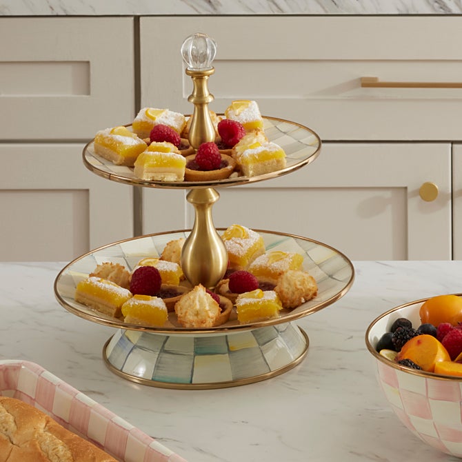 Sterling Check Two Tier Sweet Stand image number 1