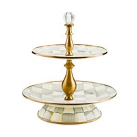 Sterling Check Two Tier Sweet Stand