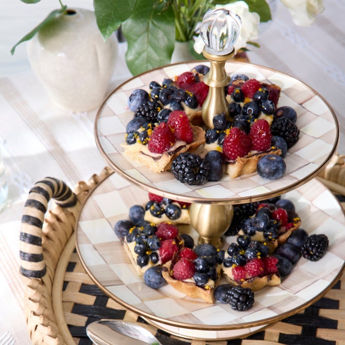 Mocha Check Two Tier Sweet Stand image number 1