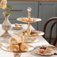 Mocha Check Two Tier Sweet Stand