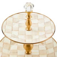 Mocha Check Two Tier Sweet Stand