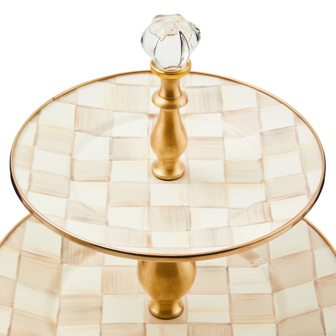 Mocha Check Two Tier Sweet Stand image number 1