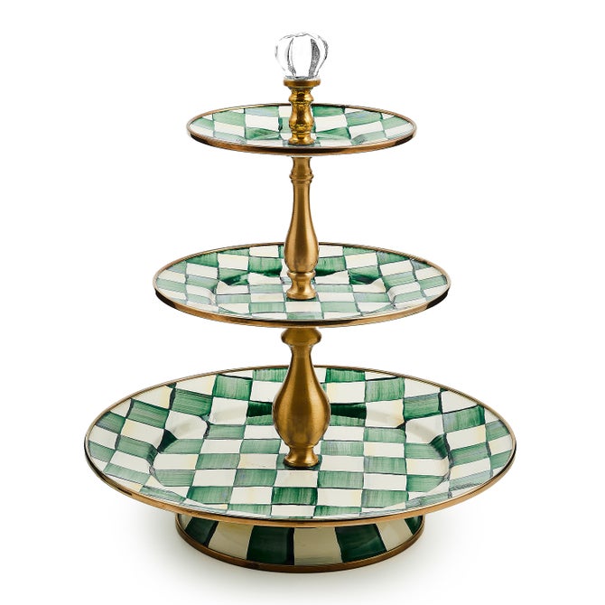 Emerald Check Three Tier Sweet Stand image number 0