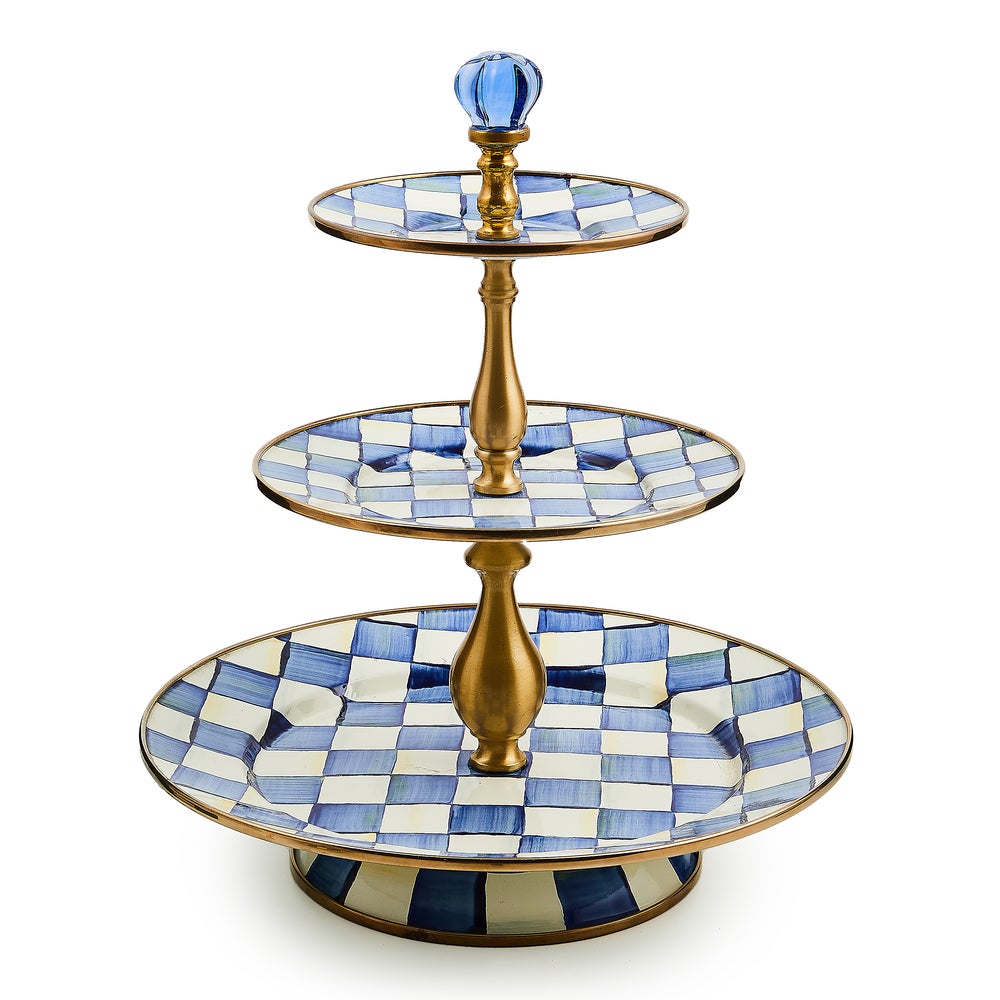 Enamel Sweet Stand - Royal Check, Three Tier mackenzie-childs Panama imagen 1