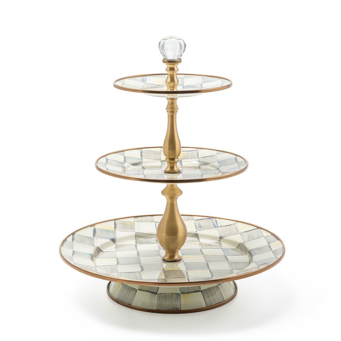 Sterling Check Three Tier Sweet Stand image number 0