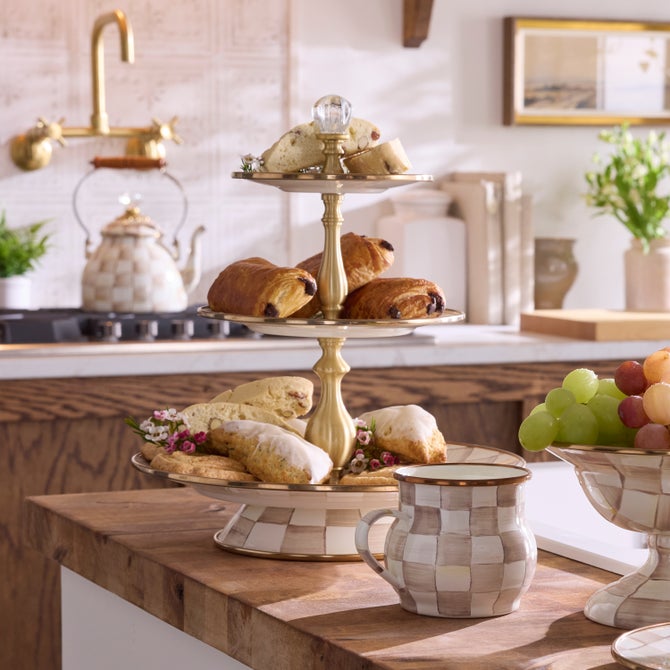 Mocha Check Three Tier Sweet Stand image number 1