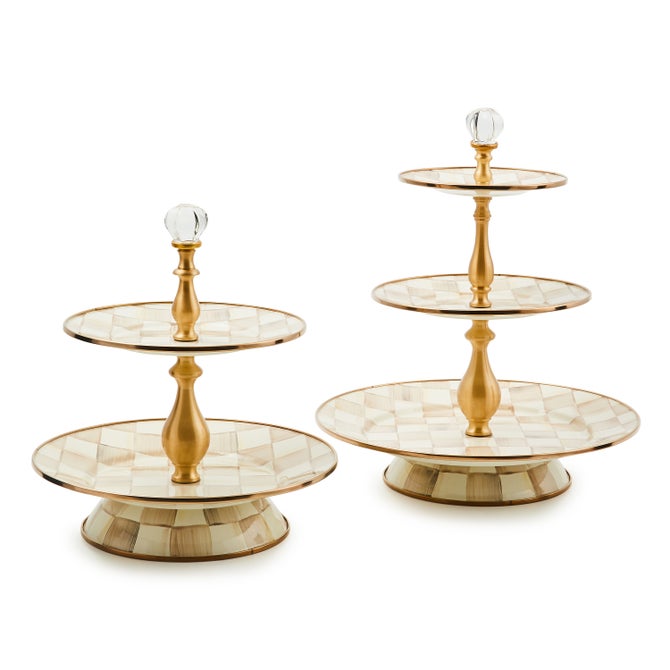 Mocha Check Three Tier Sweet Stand image number 1