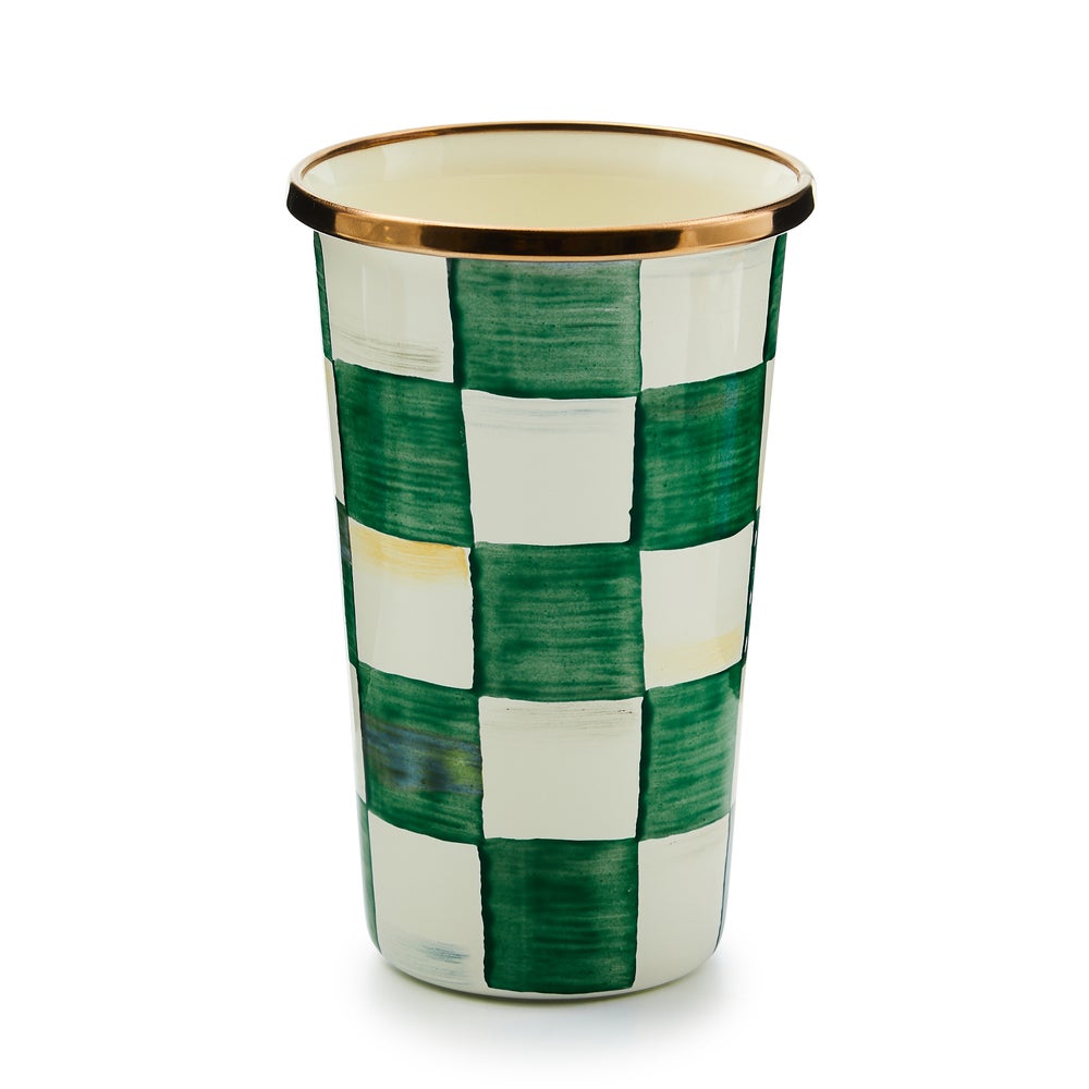 Check Enamel Tumbler - Emerald Check, 10 oz. mackenzie-childs Panama imagen 1