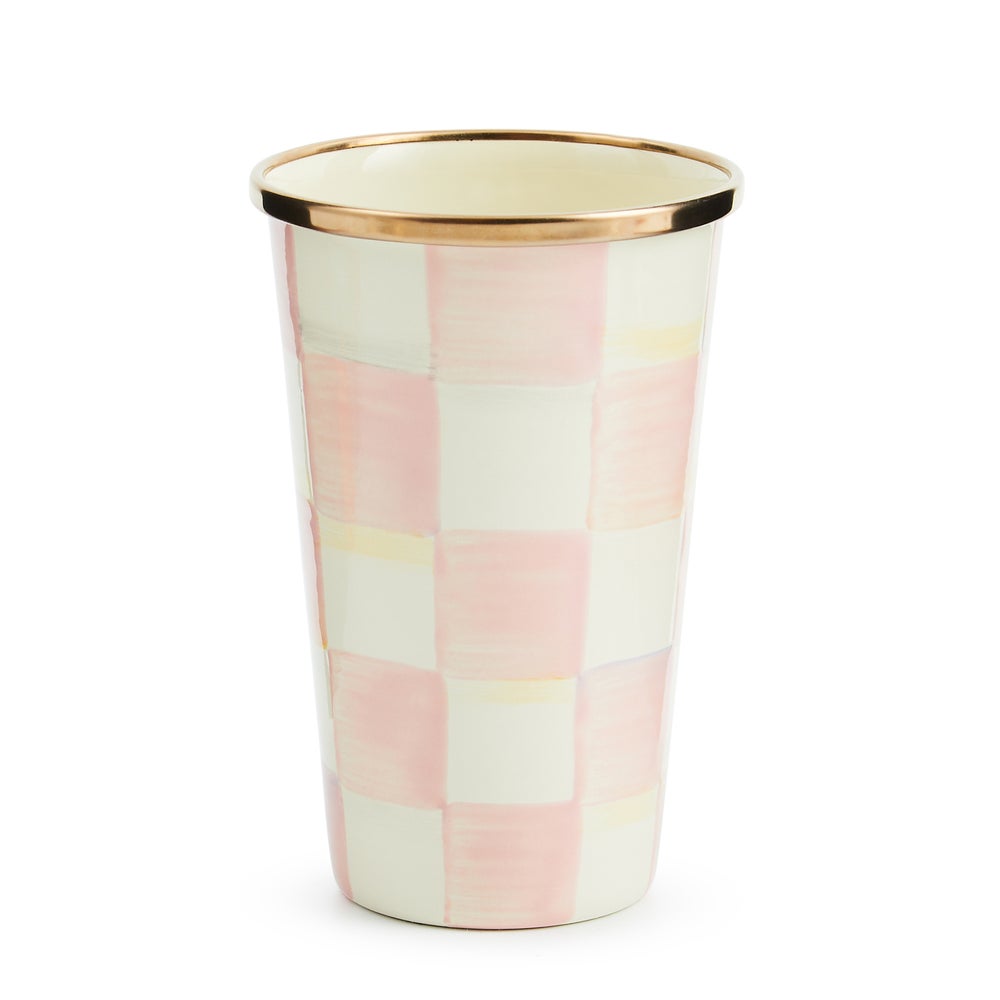 Check Enamel Tumbler - Rosy Check, 10 oz. mackenzie-childs Panama imagen 1