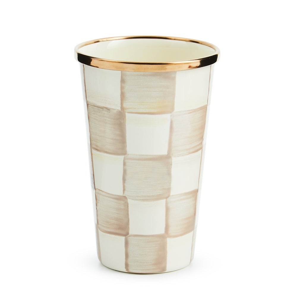 Check Enamel Tumbler - Mocha Check, 10 oz. mackenzie-childs Panama imagen 1