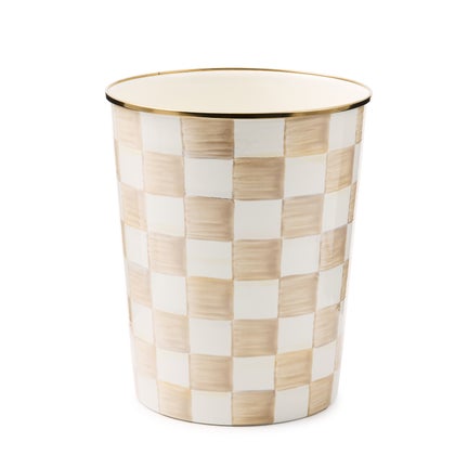 Mocha Check Waste Bin