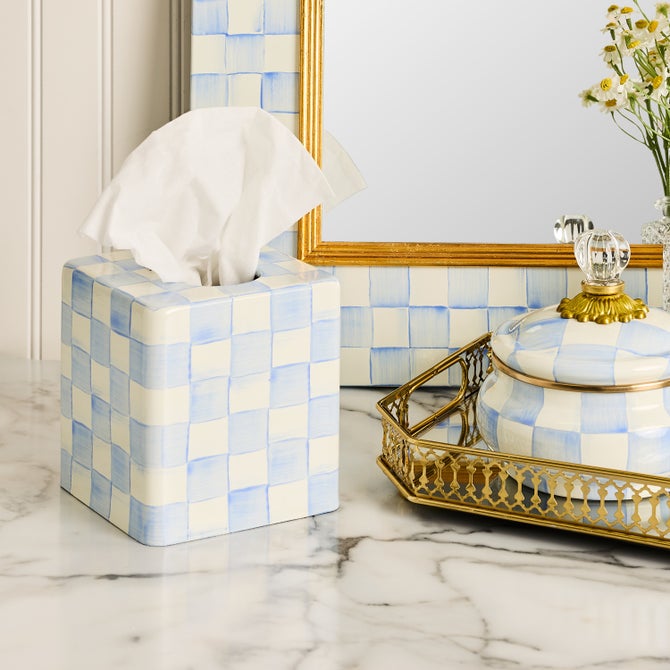Sky Check Boutique Tissue Box Cover image number 1