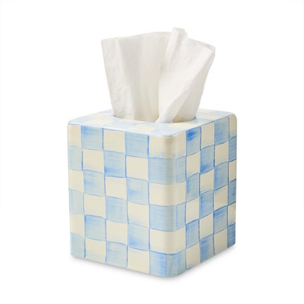 Sky Check Boutique Tissue Box Cover