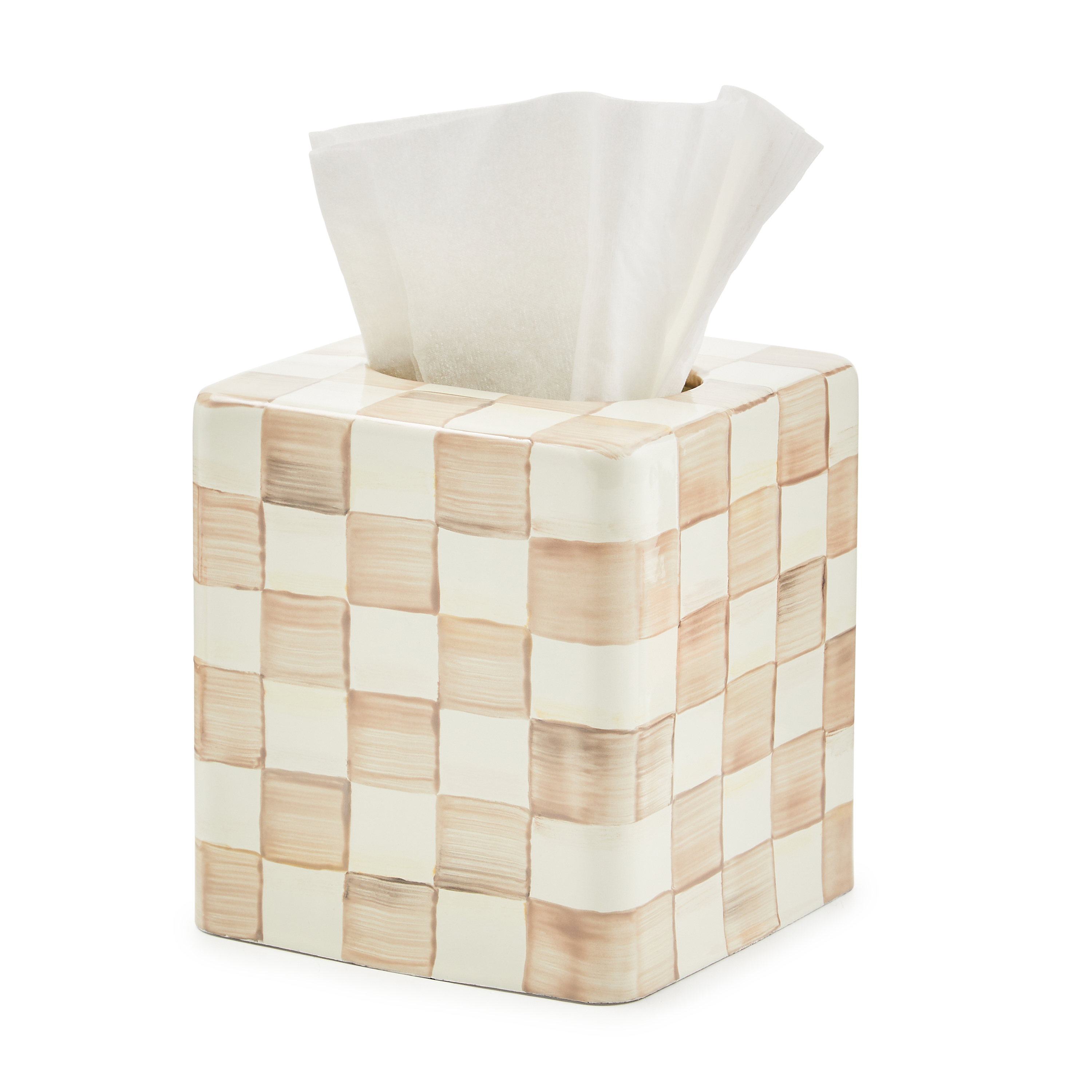 Mocha Check Boutique Tissue Box Cover