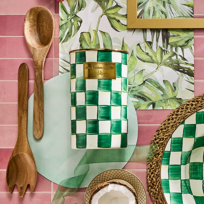 Emerald Check Utensil Holder image number 1