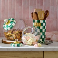Emerald Check Utensil Holder