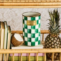 Emerald Check Utensil Holder