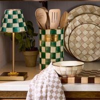 Emerald Check Utensil Holder