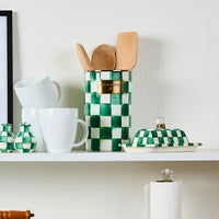 Emerald Check Utensil Holder