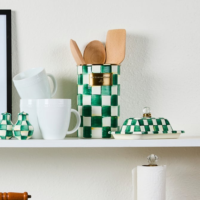 Emerald Check Utensil Holder image number 6