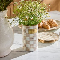 Mocha Check Utensil Holder