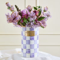 Violet Check Utensil Holder