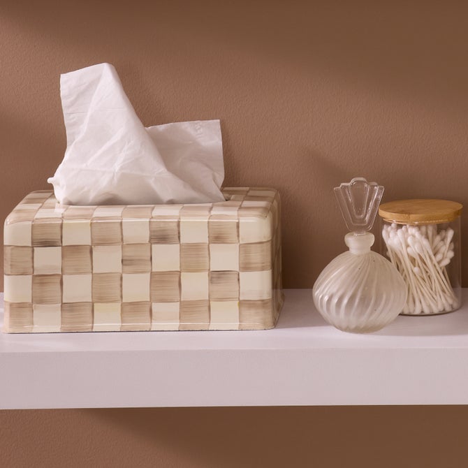 Mocha Check Standard Tissue Box Cover image number 1