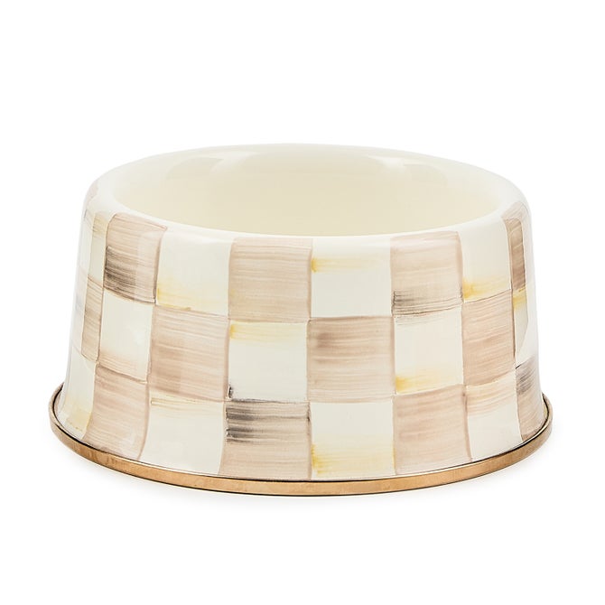 Mocha Check Medium Pet Dish image number 0