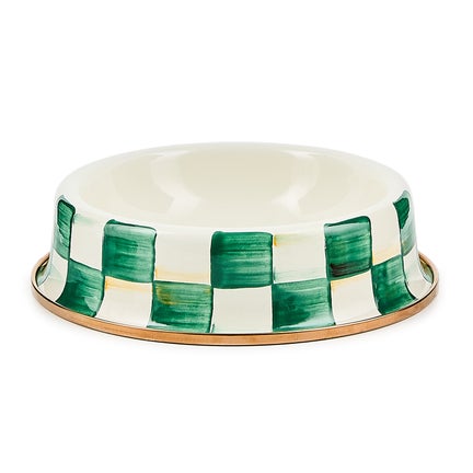 Emerald Check Small Pet Dish