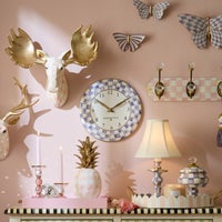 Violet Check Wall Clock