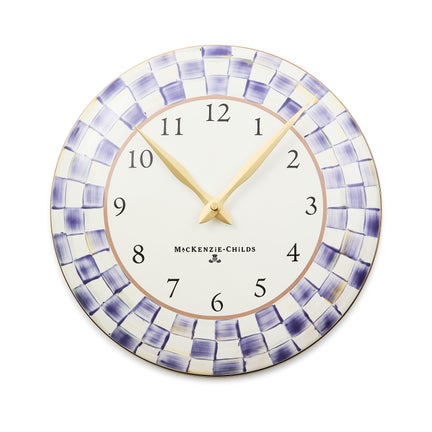 Violet Check Wall Clock