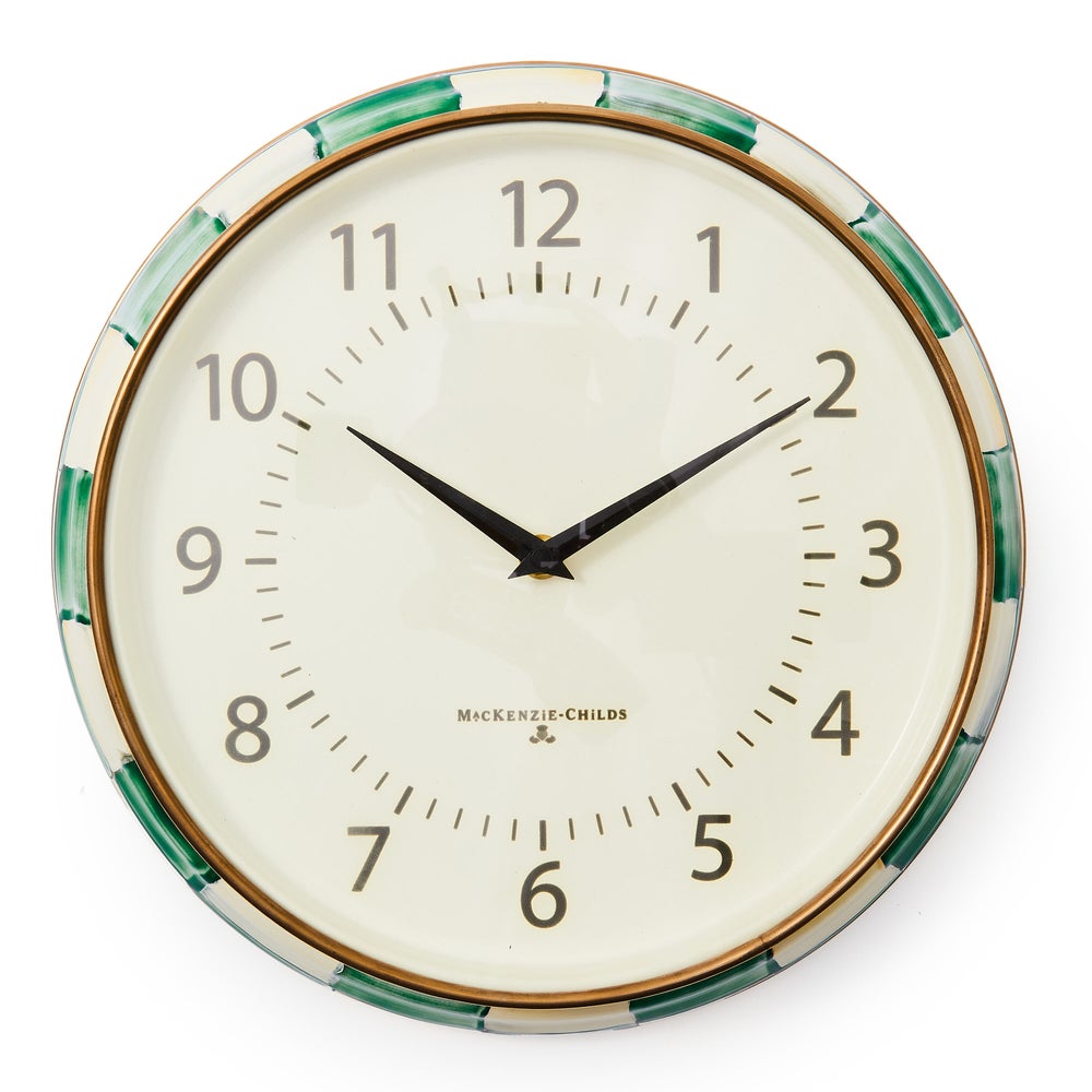 Enamel School Clock - Emerald Check mackenzie-childs Panama imagen 1