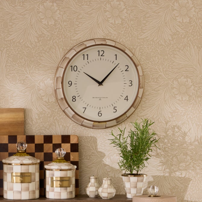 Mocha Check School Wall Clock image number 1