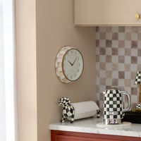 Mocha Check School Wall Clock