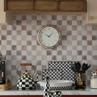 Mocha Check School Wall Clock