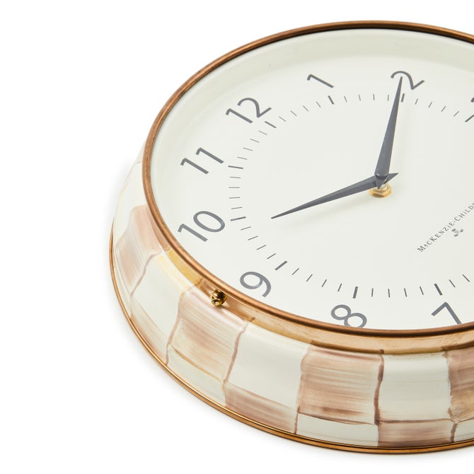 Mocha Check School Wall Clock image number 1