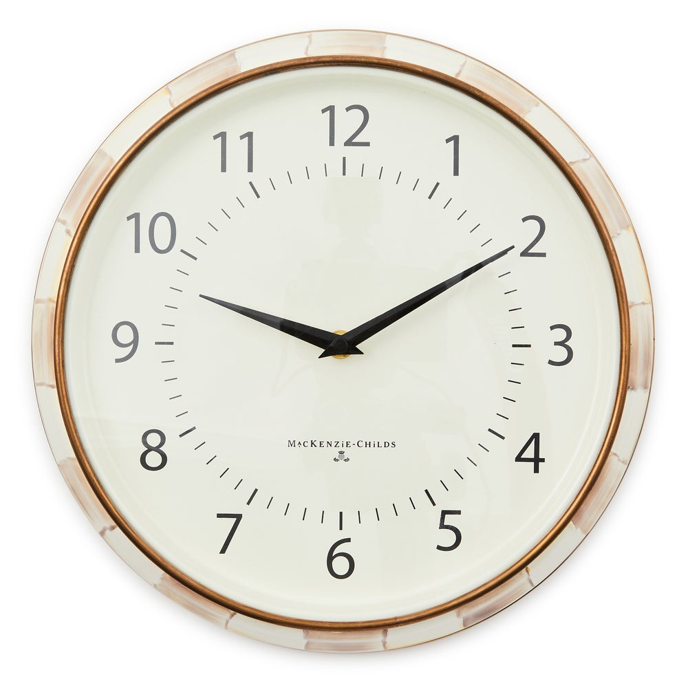 Enamel School Clock - Mocha Check mackenzie-childs Panama imagen 1