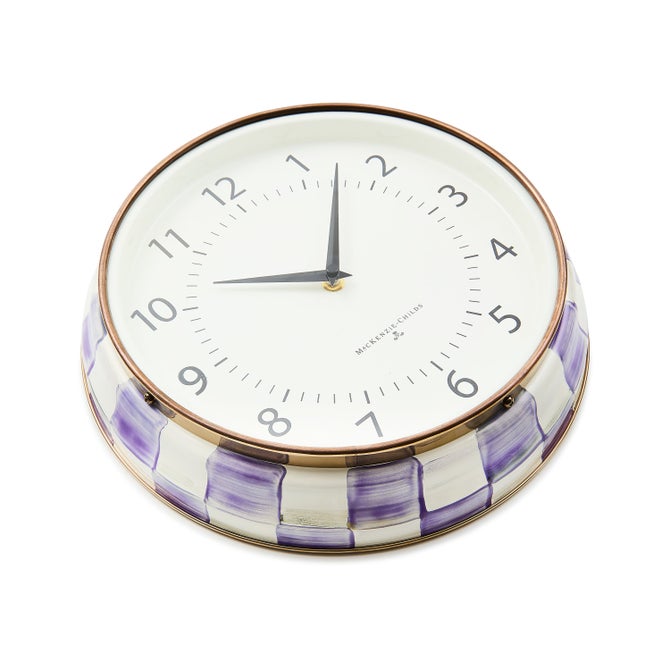 Violet Check School Wall Clock image number 2