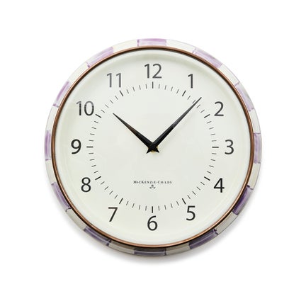 Violet Check School Wall Clock