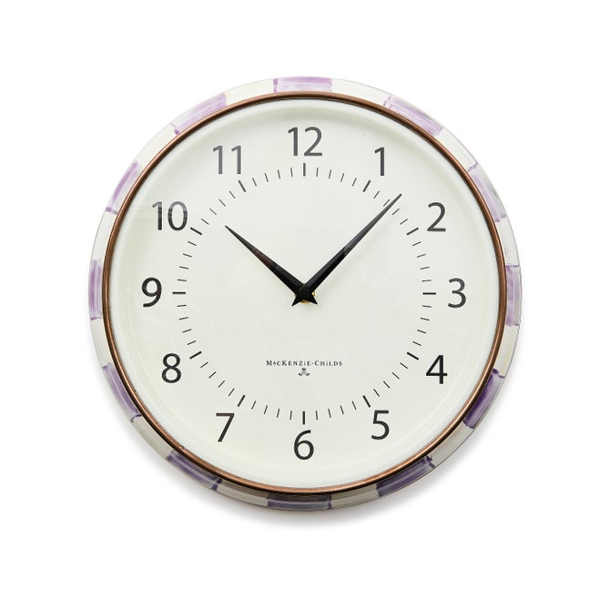 Violet Check School Wall Clock image number 0