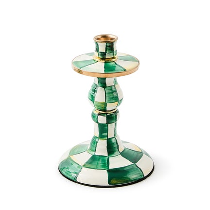 Emerald Check Small Candlestick