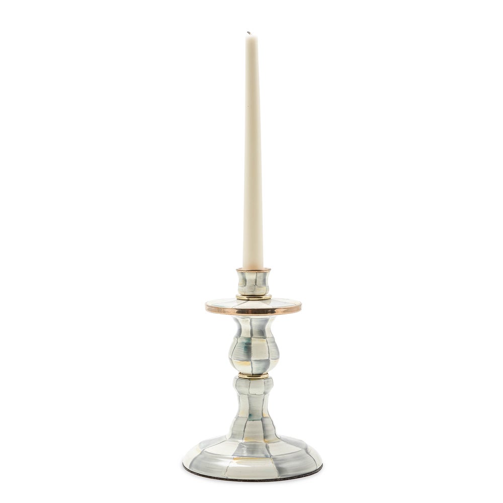 Enamel Dinner Candlestick Holder - Sterling Check, Small mackenzie-childs Panama imagen 1