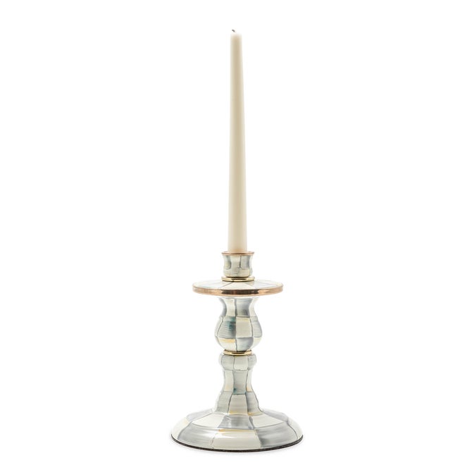 Sterling Check Small Enamel Candlestick image number 0