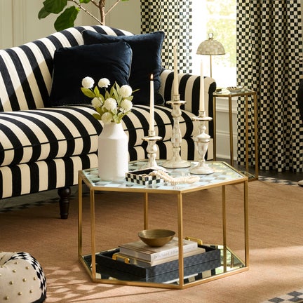 Mocha Check Small Candlestick