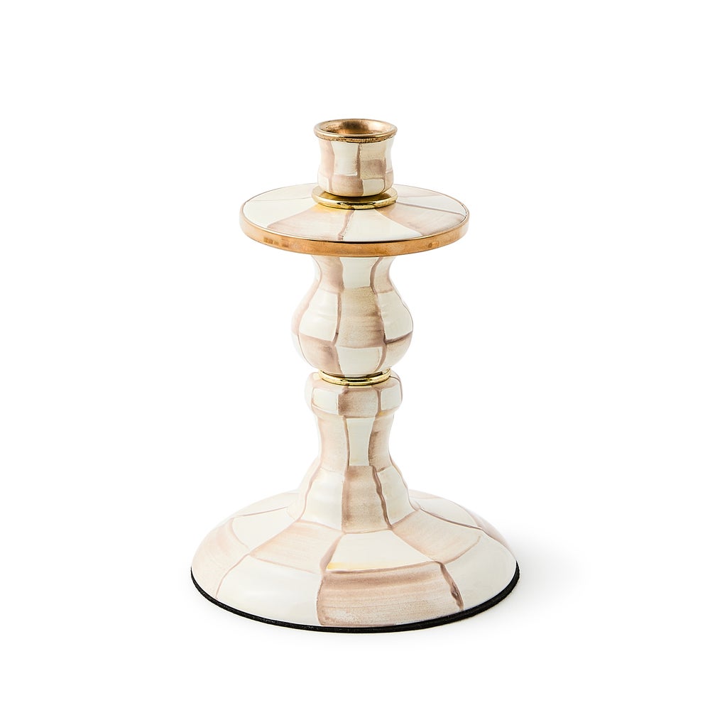 Enamel Dinner Candlestick Holder - Mocha Check, Small mackenzie-childs Panama imagen 1
